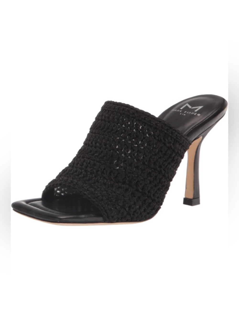 Marc Fisher Black Crocheted Open-Toe Mule Heel- Dako sandal